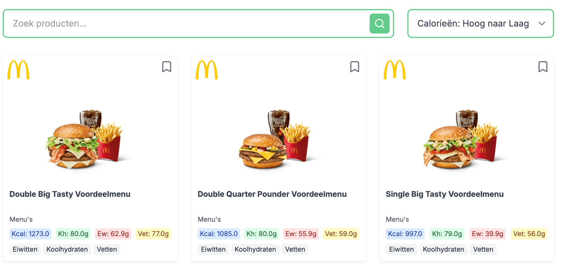 Nieuwe producten van de McDonald's
